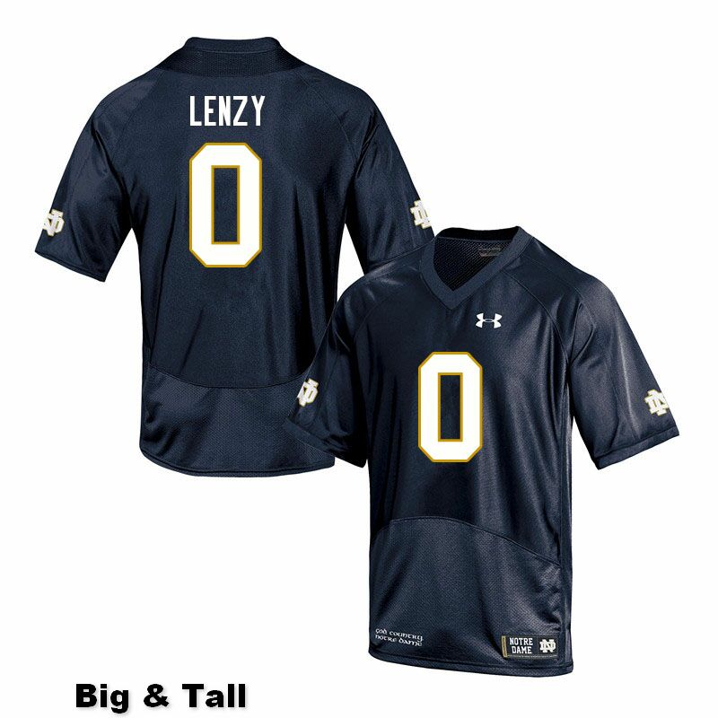 Men's NCAA Notre Dame Fighting Irish #0 Braden Lenzy Stitched College Under Armour Authentic Navy Big & Tall Football Jersey WV10K80ED